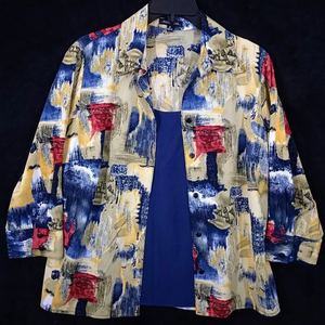 Notations Blouse Size Medium Multicolored Button Down‎ Long Sleeve #1157